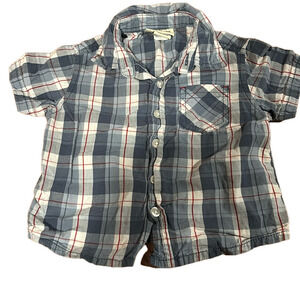 Cherokee 6-9 months collared button down polo shirt. Blue and white.